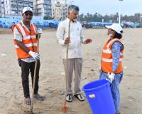 Chandrababu Naidu Takes Stock of Ocean Plastic Recovery Efforts at RK Beach