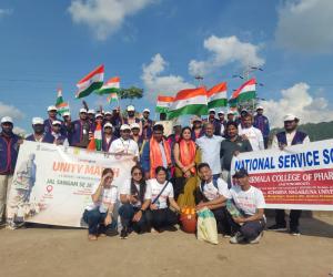 నిర్మల ఫార్మసీ విద్యార్థుల ఘన స్వాగతం — “జల సంగమ్ నుండి జన సంగమ్ వరకు” ఏకతా యాత్ర